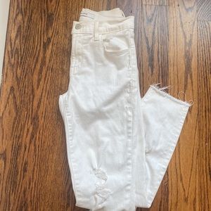 JBRAND Capri Mid Rise White Ripped Jeans